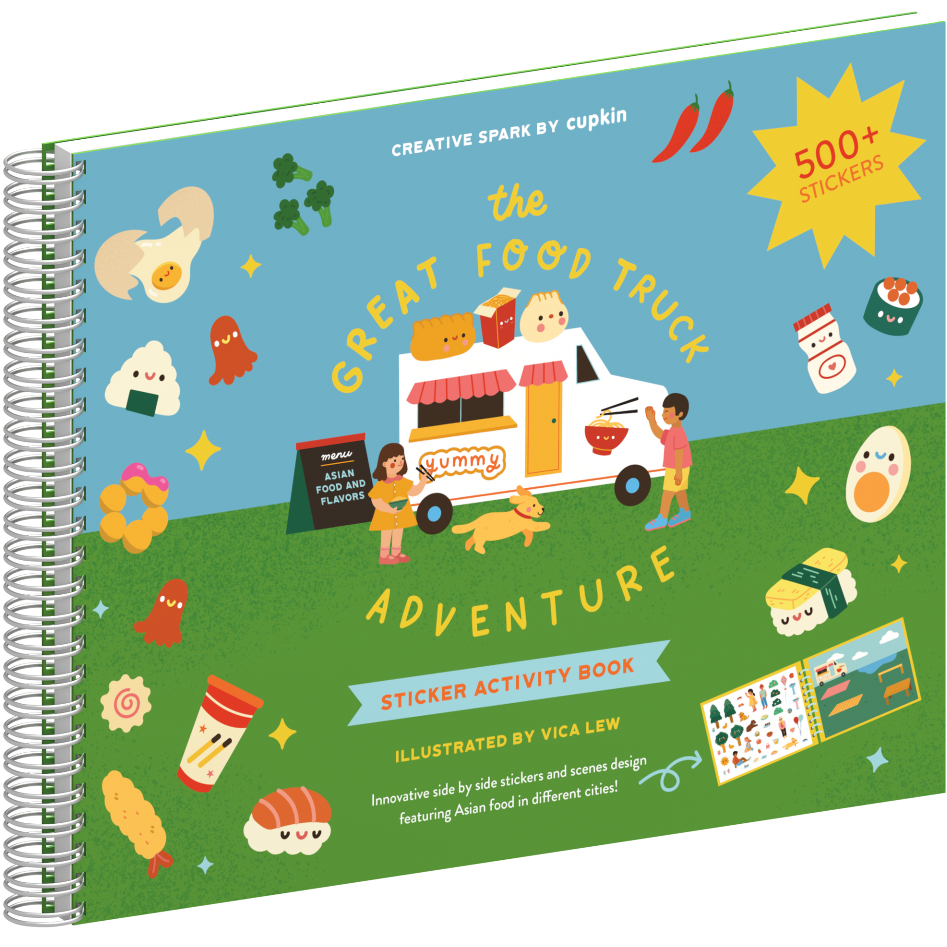 All Around Town Activity Book Innovative Side by Side Sticker Books - Spiral Binding allows The Sticker Book to Lay Flat - Over 500 Stickers and 12